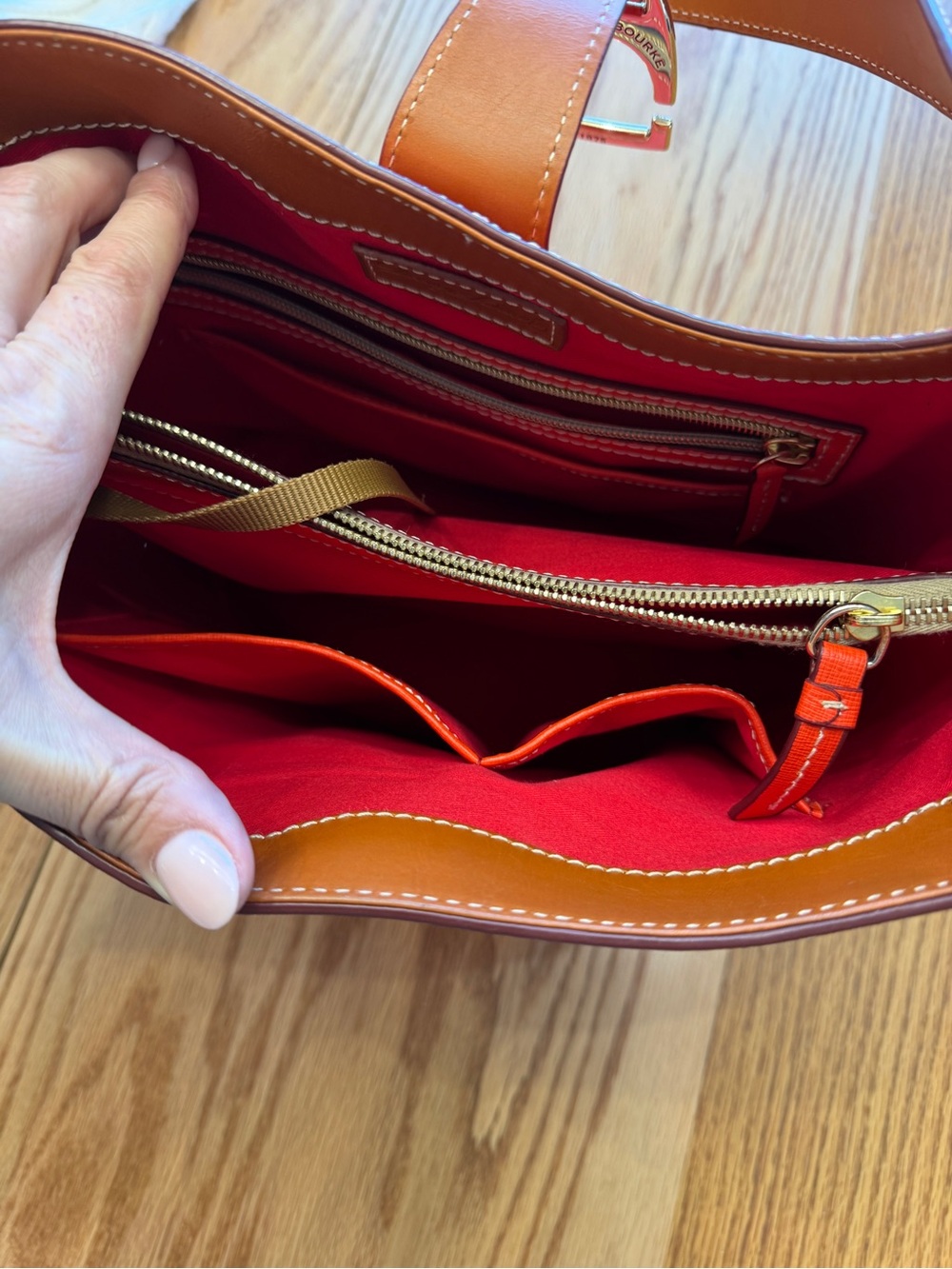 Dooney & Bourke Red Leather Bucket Shoulder Bag - Picture 3 of 6